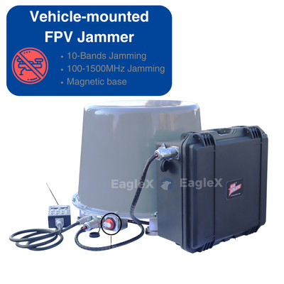 100MHz-1500MHz เครื่องขนส่งติดรถยนต์ ใช้เครื่อง FPV เครื่องขัดรังเกียจเครื่องบินไร้คนขับ เครื่องป้องกันด้วยฐานแม่เหล็ก