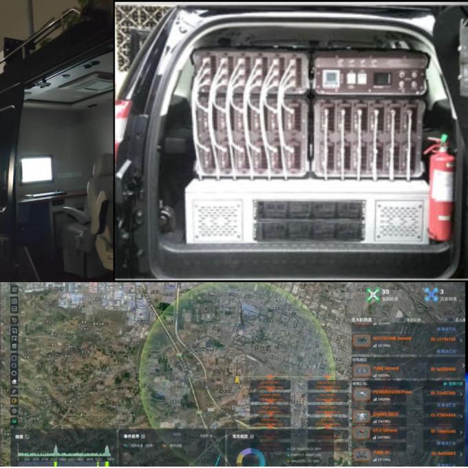 SUV Vehicle Drone Jammer 8KM การตรวจสอบ FPV 3KM การแก้ไขการป้องกัน Drone 0
