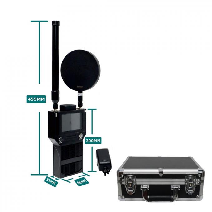 เครื่องตรวจจับ Drone DJI แบบพกพา 3KM FPV 400MHz 2.4GHz 5.2G 5.8G การตรวจจับมือ 0